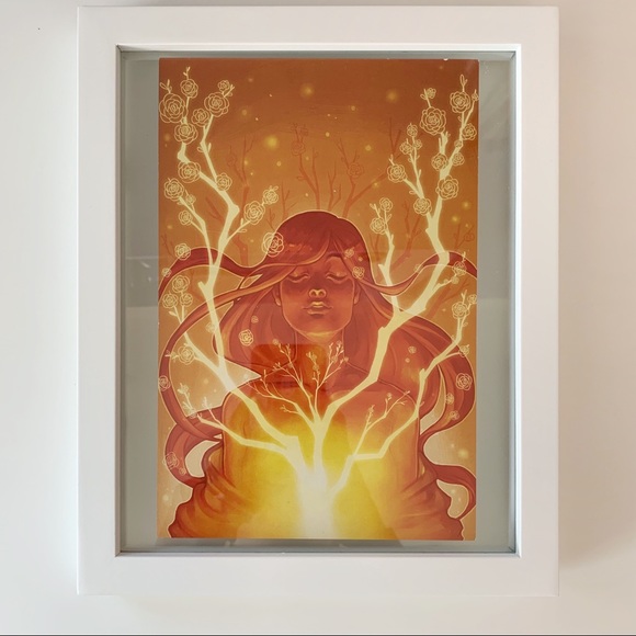 Orange Floral Woman Print in White Frame - Picture 2 of 6